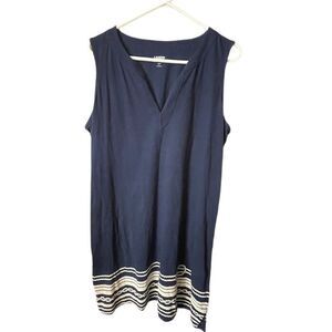 Lands’ End size XLP 100% cotton nautical navy blue shift dress.
